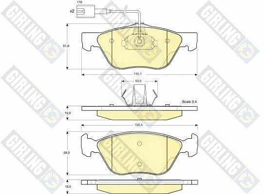 Kit de plaquettes de frein, frein à disque GIRLING 6113622