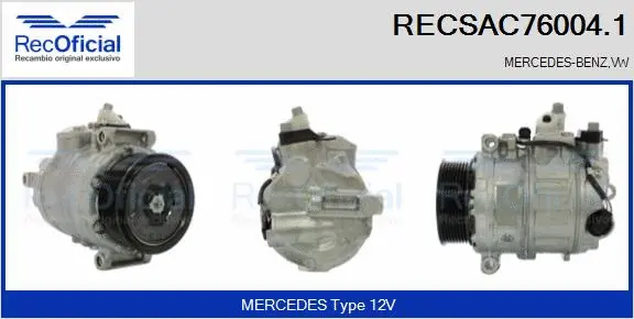 Compresseur, climatisation RECOFICIAL RECSAC76004.1
