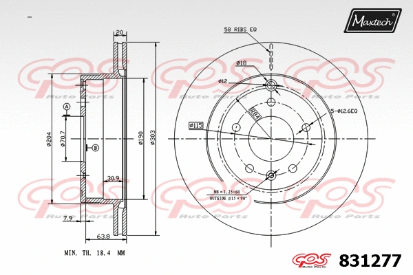 Disque de frein MAXTECH 831277