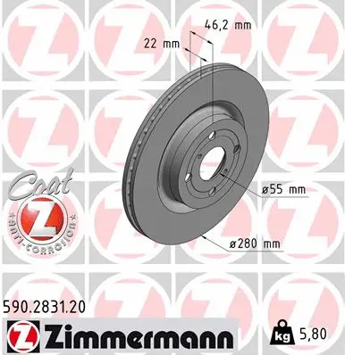 Disque de frein ZIMMERMANN 590.2831.20