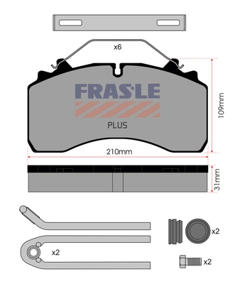 Kit de plaquettes de frein, frein à disque FRAS-LE PD/164-K014-PLUS