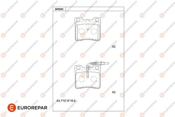 Kit de plaquettes de frein, frein à disque EUROREPAR 1681277280