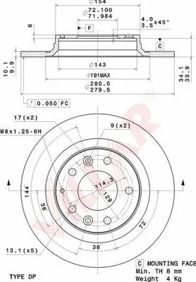 Disque de frein VILLAR 628.2061