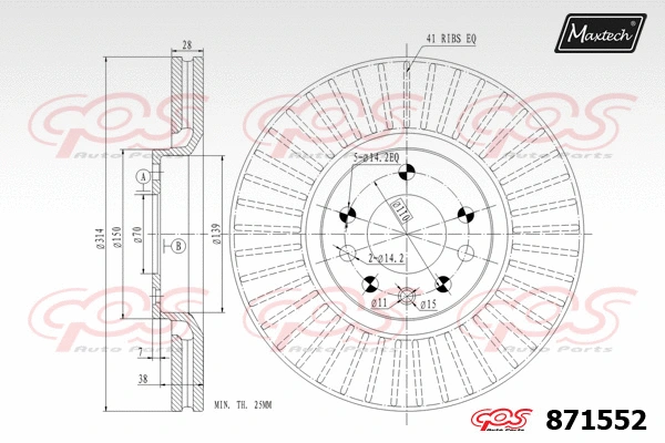 Disque de frein MAXTECH 871552