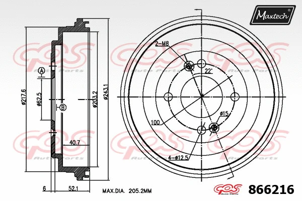 Tambour de frein MAXTECH 866216