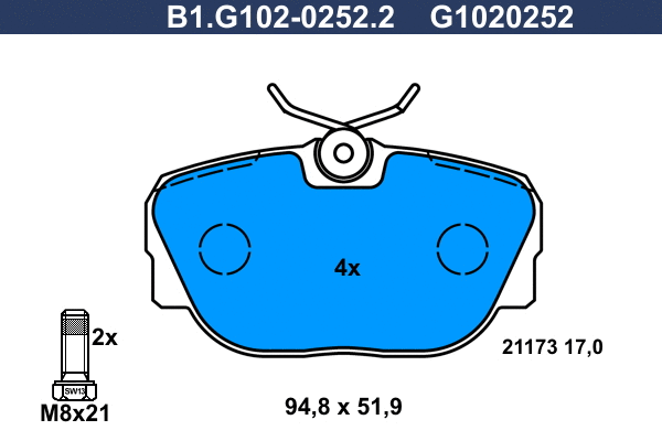 Kit de plaquettes de frein, frein à disque GALFER B1.G102-0252.2