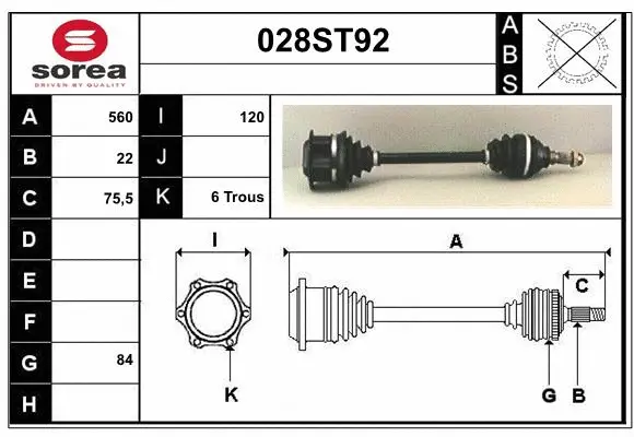 Arbre de transmission STARTCAR 028ST92