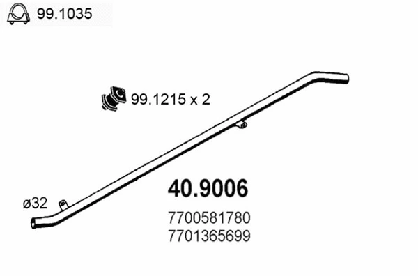 Tuyau d'échappement ASSO 40.9006