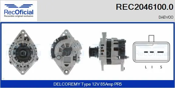 Alternateur RECOFICIAL REC2046100.0