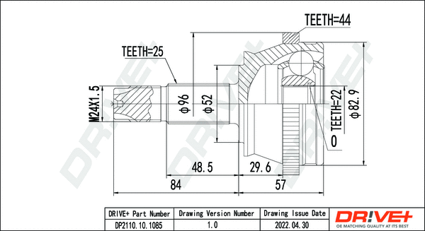 Jeu de joints, arbre de transmission Dr!ve+ DP2110.10.1085