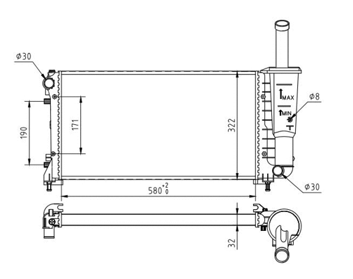 Radiateur, refroidissement du moteur HART 611 773