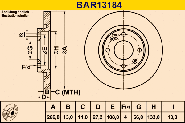 Disque de frein BARUM BAR13184