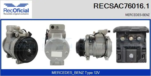 Compresseur, climatisation RECOFICIAL RECSAC76016.1