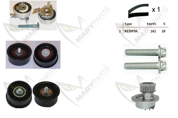 Pompe à eau + kit de courroie crantée MABYPARTS OBKWP0123