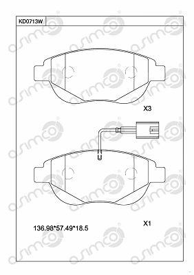 Kit de plaquettes de frein, frein à disque ASIMCO KD0713W
