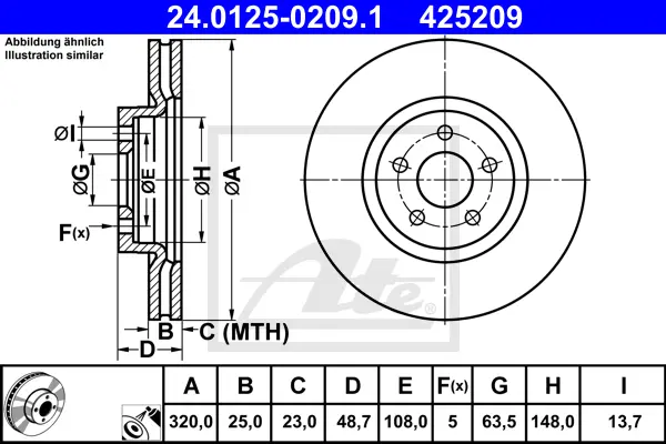 Disque de frein ATE-APAC 24.0125-0209.1