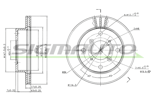 Disque de frein SIGMAUTO DBA623V