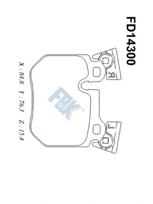 Kit de plaquettes de frein, frein à disque FBK FD14300