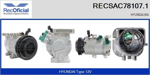 Compresseur, climatisation RECOFICIAL RECSAC78107.1