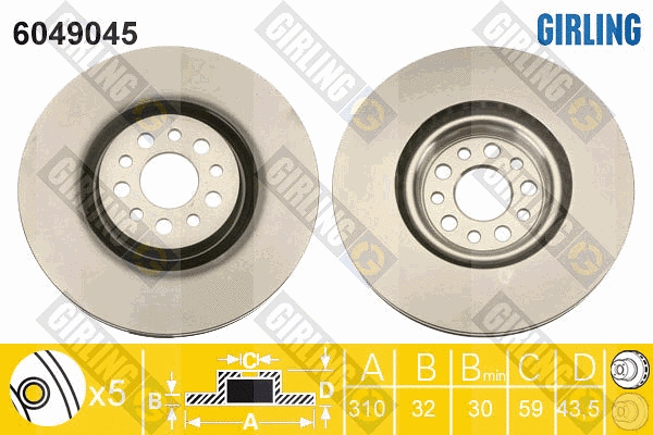 Disque de frein GIRLING 6049045