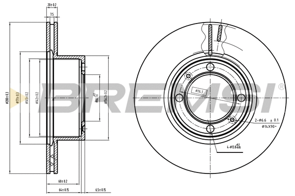 Disque de frein BREMSI CD6594V
