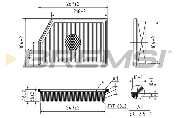 Filtre à air BREMSI FA1086