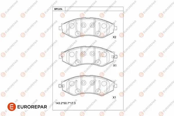 Kit de plaquettes de frein, frein à disque EUROREPAR 1681207780
