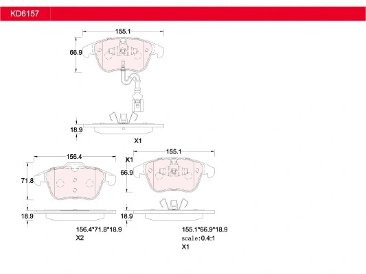 Kit de plaquettes de frein, frein à disque ASIMCO KD6157