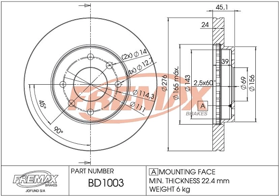 Disque de frein FREMAX BD-1003