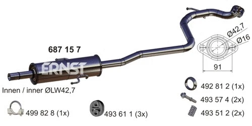 Silencieux central ERNST 687157