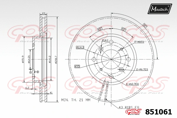 Disque de frein MAXTECH 851061