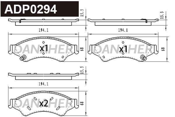 Kit de plaquettes de frein, frein à disque DANAHER ADP0294