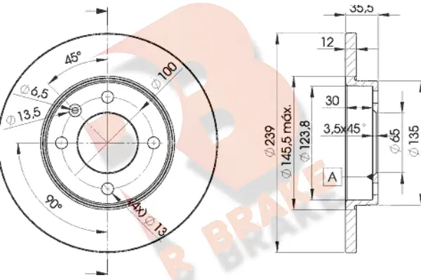 Disque de frein R BRAKE 78RBD23300