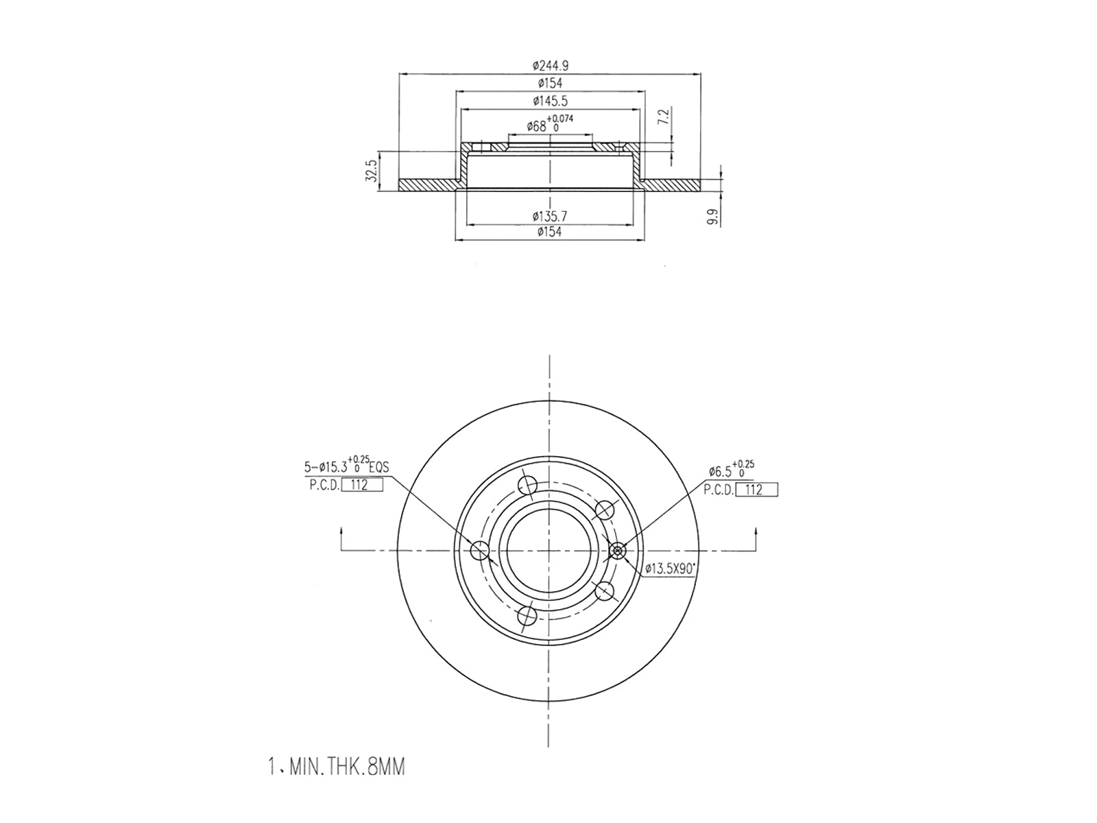 Disque de frein A.Z. Meisterteile AZMT-44-024-1362