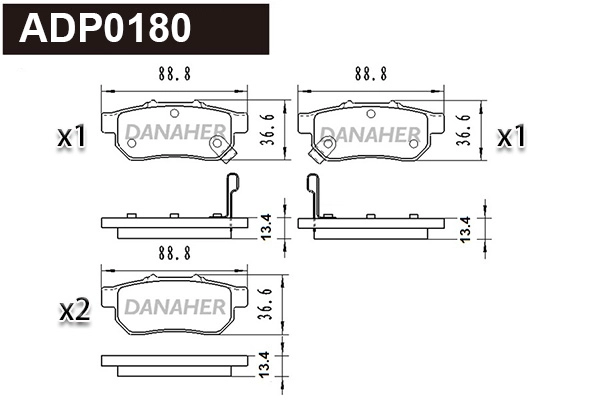 Kit de plaquettes de frein, frein à disque DANAHER ADP0180