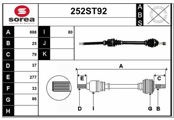 Arbre de transmission STARTCAR 252ST92