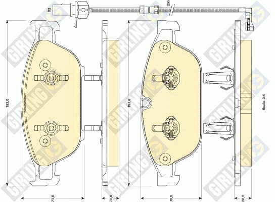 Kit de plaquettes de frein, frein à disque GIRLING 6118832