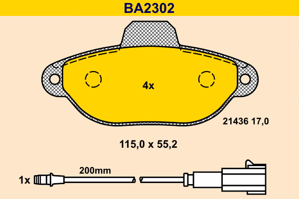 Kit de plaquettes de frein, frein à disque BARUM BA2302