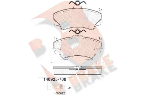 Kit de plaquettes de frein, frein à disque R BRAKE RB0925-700