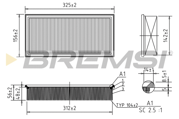 Filtre à air BREMSI FA0595