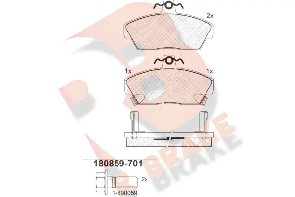 Kit de plaquettes de frein, frein à disque R BRAKE RB0859-701
