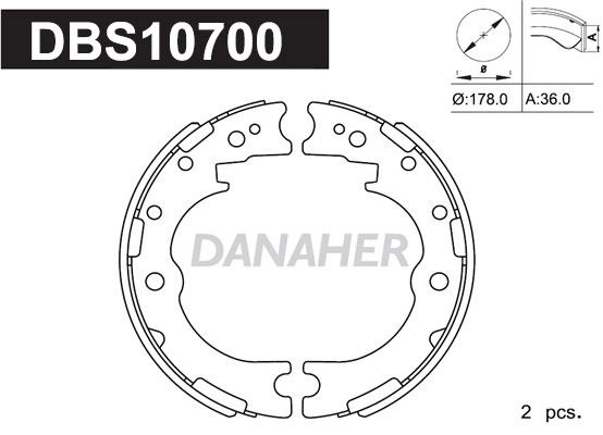 Jeu de mâchoires de frein, frein de stationnement DANAHER DBS10700