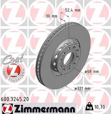 Disque de frein ZIMMERMANN 600.3245.20