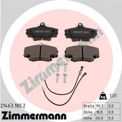 Kit de plaquettes de frein, frein à disque ZIMMERMANN 21463.180.2