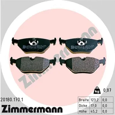 Kit de plaquettes de frein, frein à disque ZIMMERMANN 20180.170.1