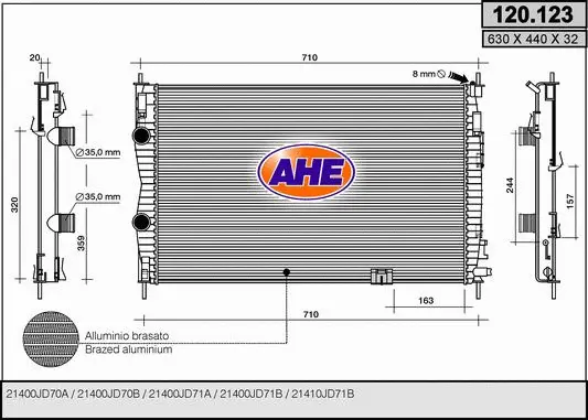 Radiateur, refroidissement du moteur AHE 120.123