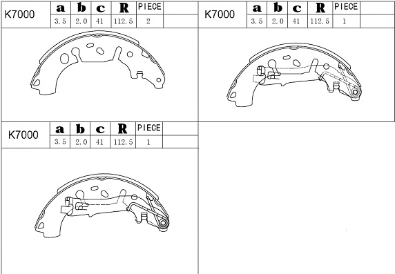 Jeu de mâchoires de frein ASIMCO K7000
