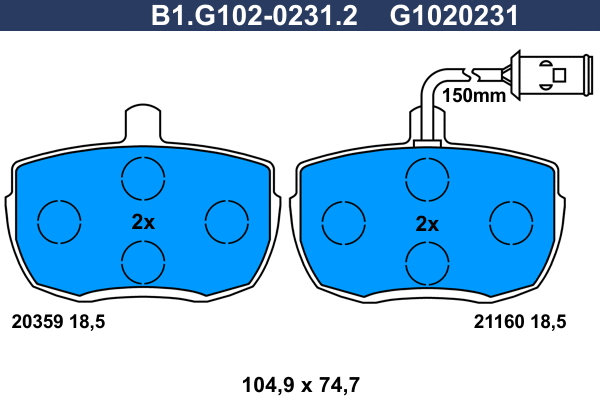 Kit de plaquettes de frein, frein à disque GALFER B1.G102-0231.2