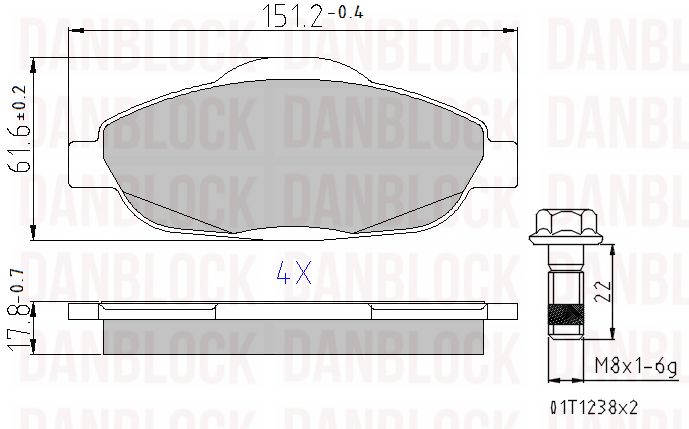 Kit de plaquettes de frein, frein à disque DANBLOCK DB 510557