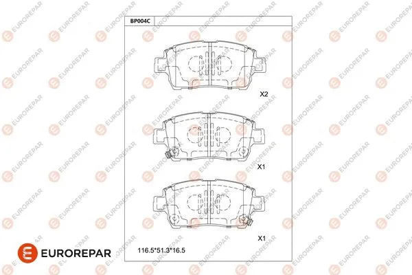 Kit de plaquettes de frein, frein à disque EUROREPAR 1677812380